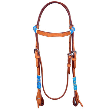 Bar H Equine Western Horse Rawhide Genuine American Leather Headstall